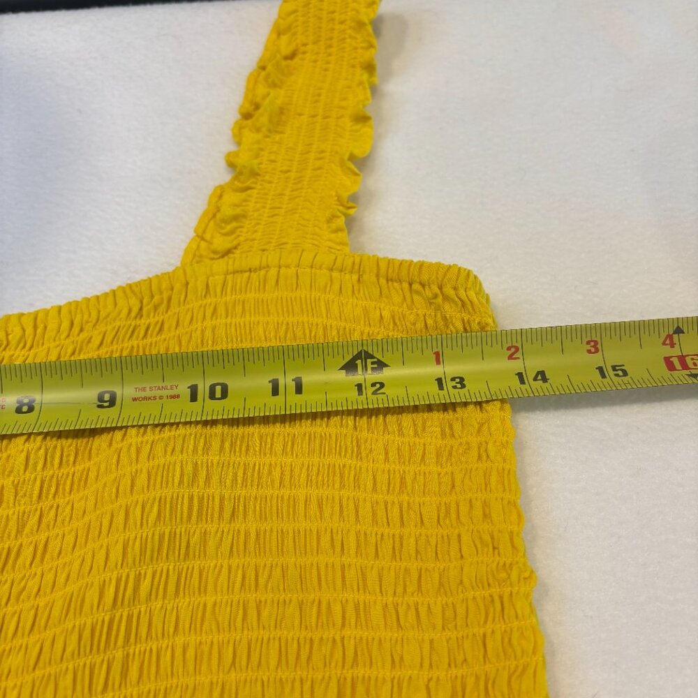 Elodie Women Tank Top Yellow Smocked Square Neck Peplum Medium Excellent - Picture 6 of 10
